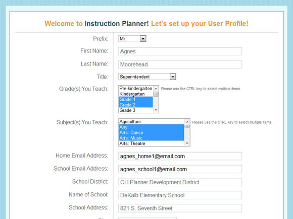 CLI Instruction Planner Teacher Profile