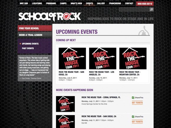 School of Rock Upcoming Events