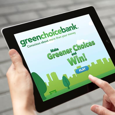 GreenChoice Bank's portable interactive tablet app helps the bank introduce themselves to customers at Navy Pier Green Fest and local farmers' markets.