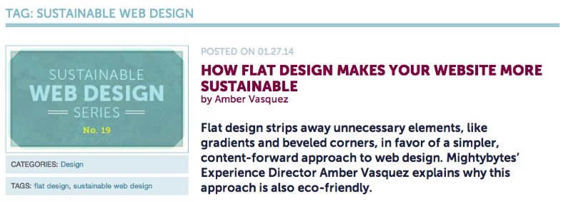 Screenshot of Sustainable Web Design Post