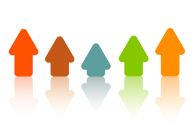 graphic of arrows of different colors and heights pointing upwards