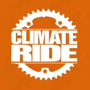 Climate Ride logo on orange backround