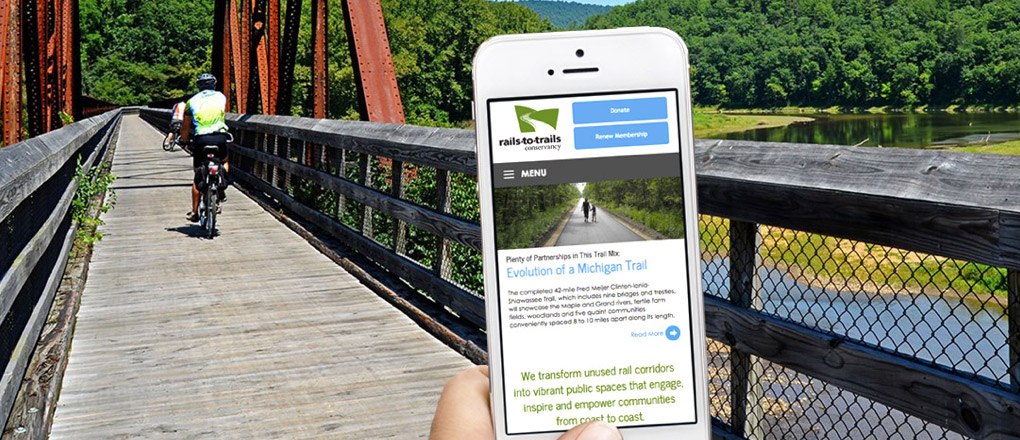 Rails-to-Trails website being used on the go