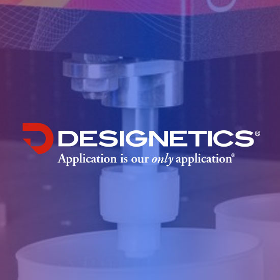 Designetics logo on a color filtered photographic background
