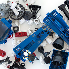 photo of robotix parts in a messy pile