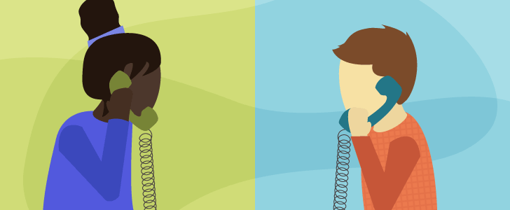 Illustration of two people talking on the phone