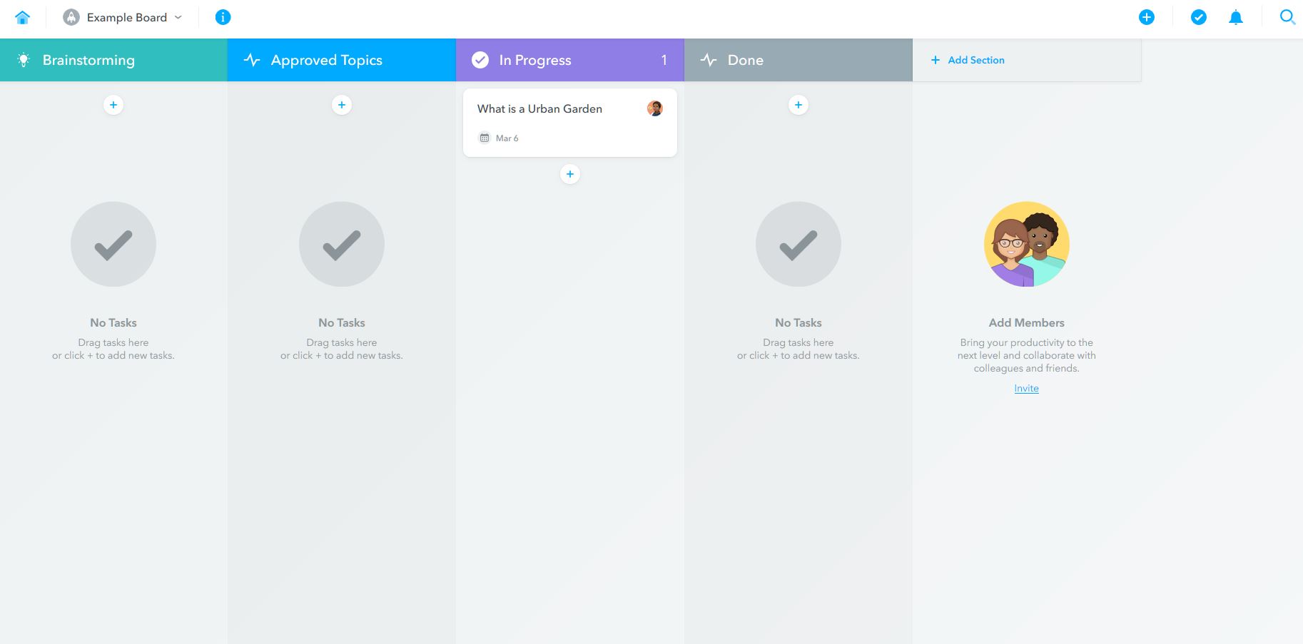 A content-focused Kanban board