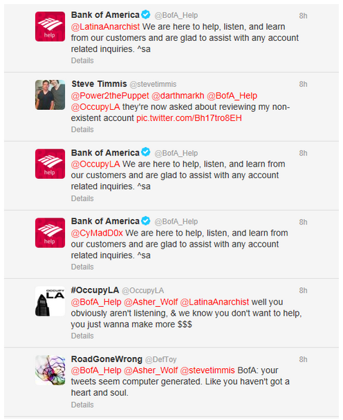Bank of America Twitter mishap screenshot