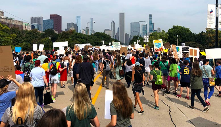 Climate Strike protestors in Chicago