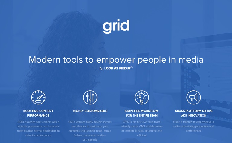 screenshot of grid homepage