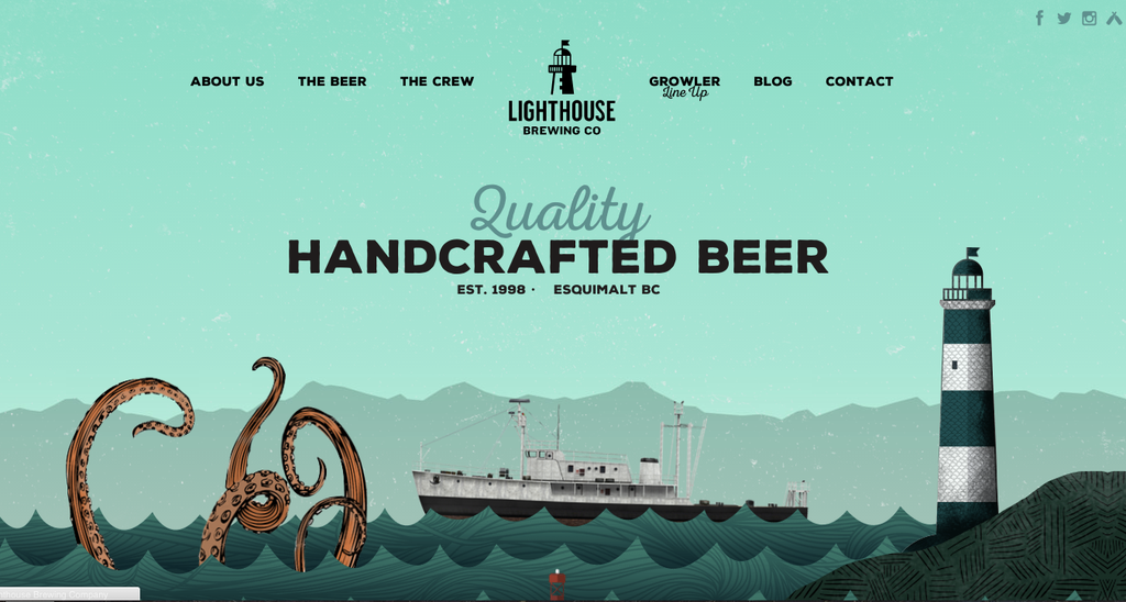 screenshot of lighthouse brewing website