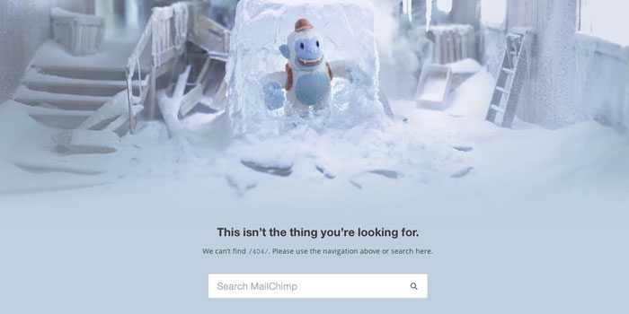 screenshot of mailchimp 404 page
