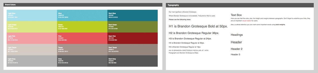 Mightybytes color palette and typography guidelines