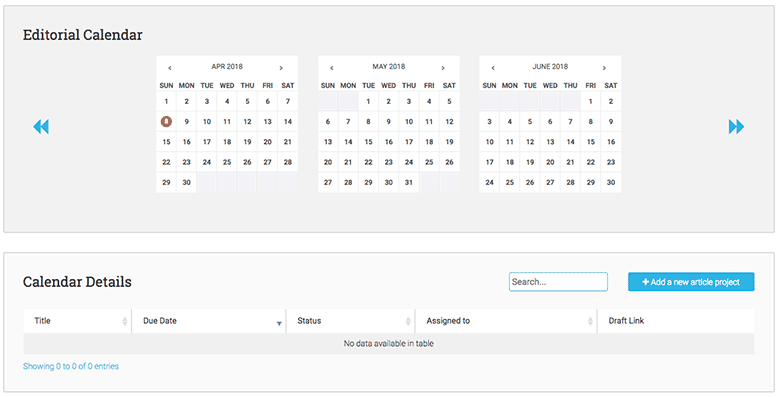 content calendar interface