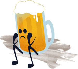 Illustration of a sad glass of beer