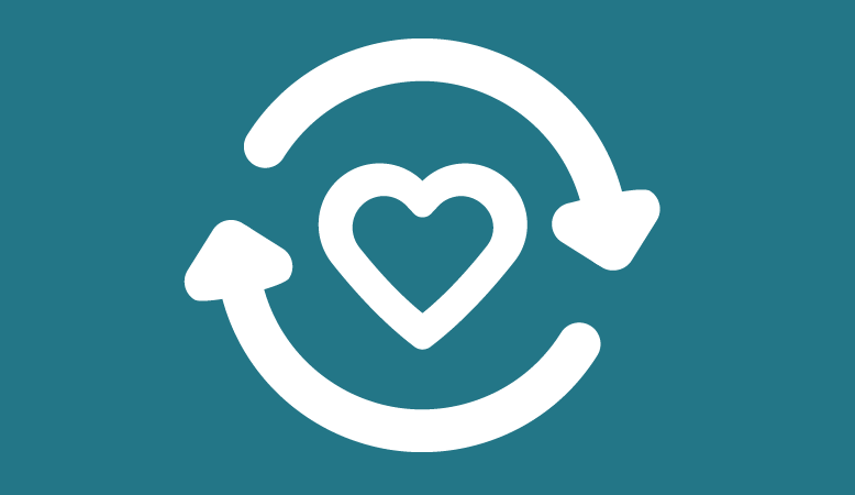 social digital responsibility graphic of a heart inside circular arrows