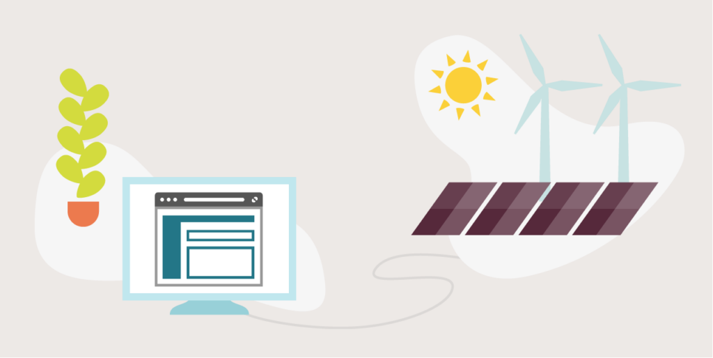 renewable energy powered website hosting illustration