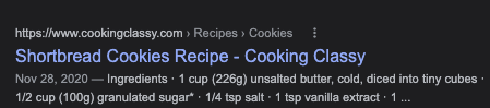 Image of standard search result from Cooking Classy for shortbread cookies recipe