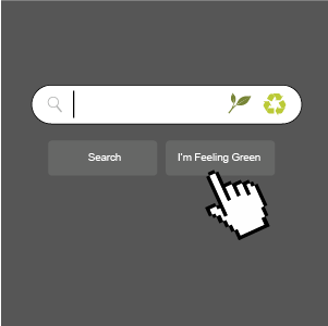 Image of a search field with buttons that read 'search' and 'I'm feeling green' below the field.