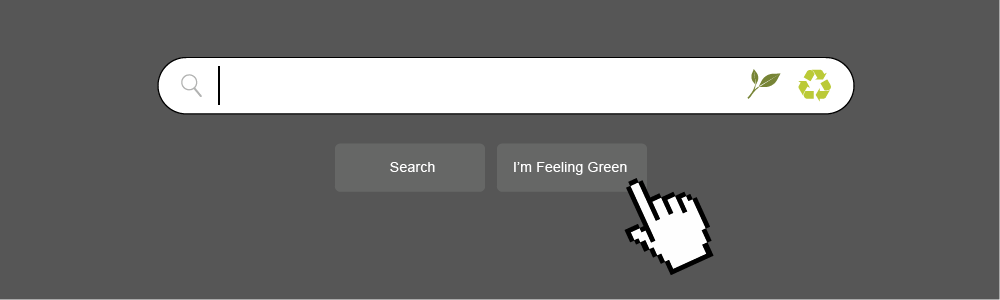 Image of a search field with buttons that read 'search' and 'I'm feeling green' below the field.