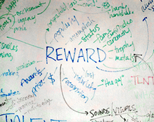 image of words and arrows drawn on a white board