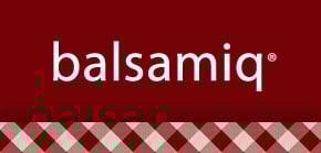 Balsamiq logo on a picnic table cover background