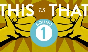 Illustrated graphic of two fists at odds in a round 1 battle