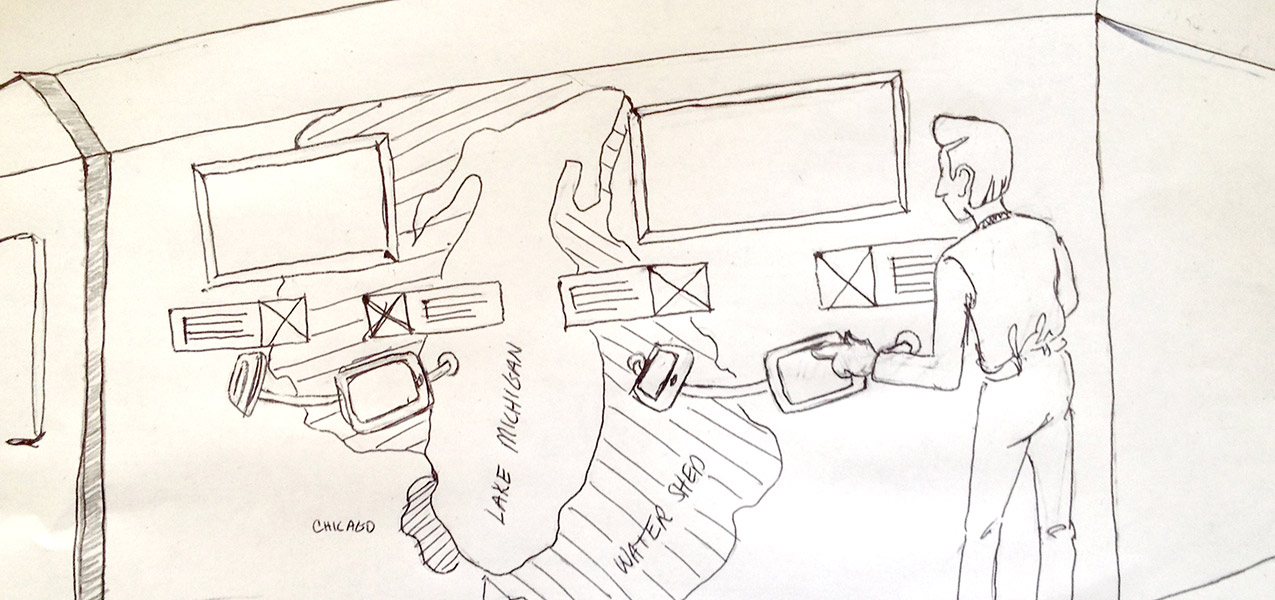 Shedd game kiosk concept sketches