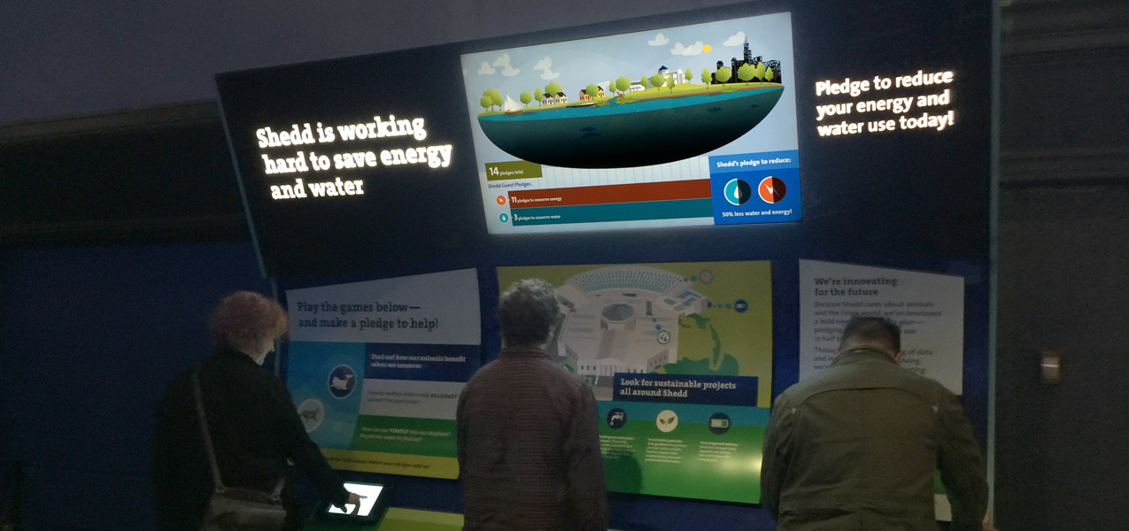 Shedd Aquarium game kiosk in action