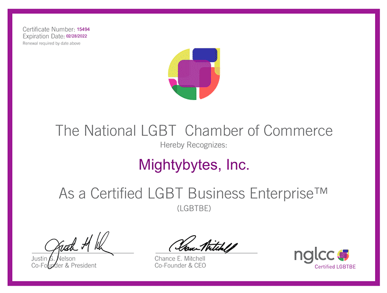 Mightybytes NGLCC Business Enterprise certificate