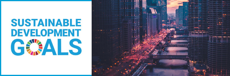 Hero image showing Sustainable Development Goals (SDGs) logo and the Chicago River.