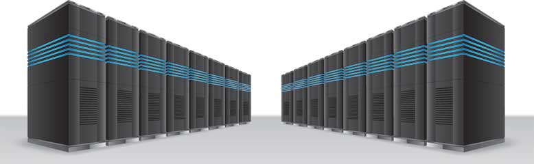 Photo of servers lined up in a row