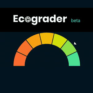 Ecograder beta graphic showing logo and dashboard.
