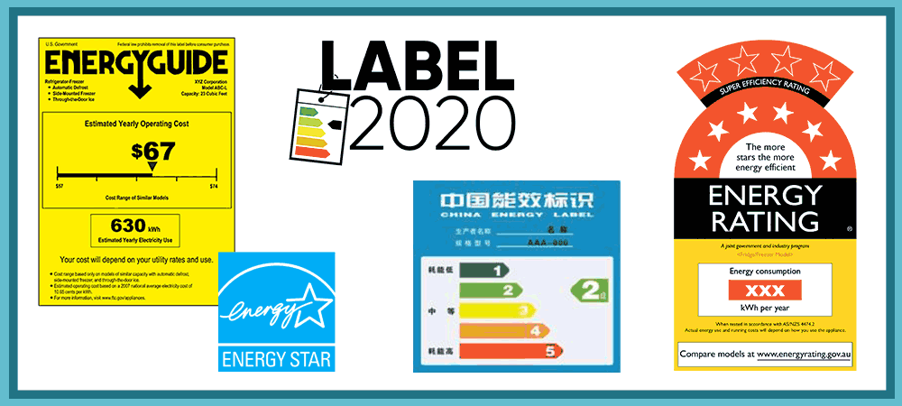 Graphics showing various energy ratings systems from the United States, European Union, China, and Australia.