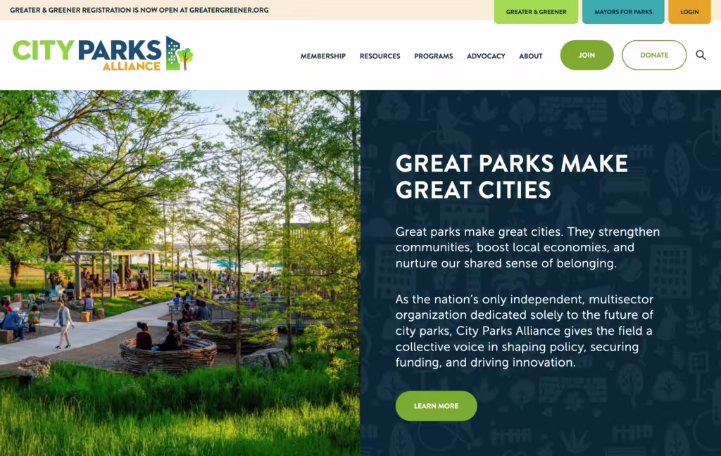 City Parks Alliance new website.